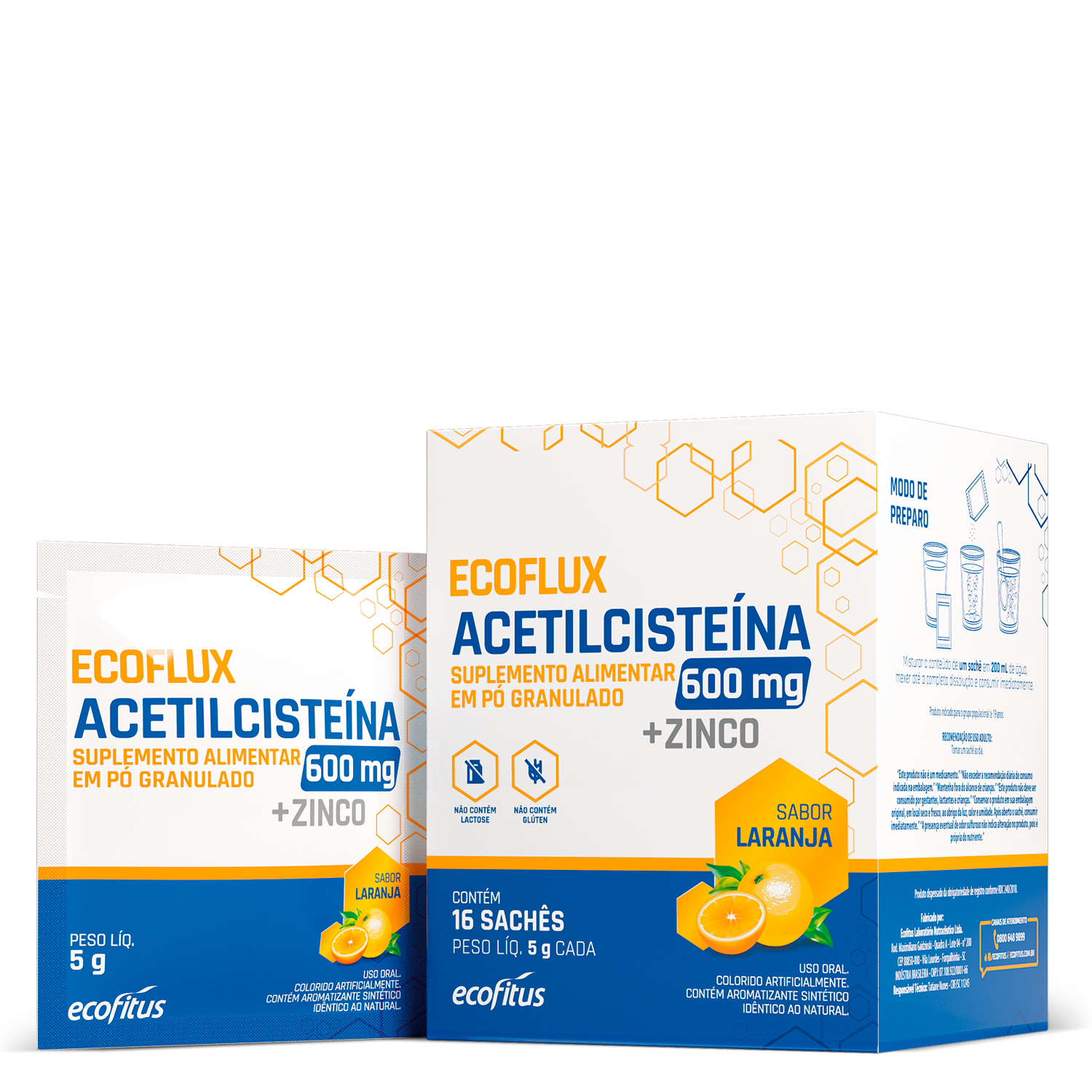Ecoflux Acetilcisteína 16 sachês